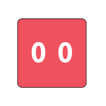 Nevs Ames - Filing Labels - Large - Number 0 1-7/8" x 1-7/8" Red XN-JL-0